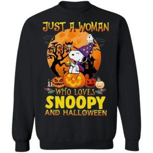 Just A Woman Who Loves Snoopy And Halloween T-Shirt
