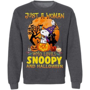 Just A Woman Who Loves Snoopy And Halloween T-Shirt