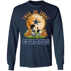 Dallas Cowboys Peanuts Snoopy trick or treat pumpkin moon Halloween shirt