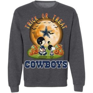 Dallas Cowboys Peanuts Snoopy trick or treat pumpkin moon Halloween shirt