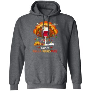 Wine Glass Thankgiving Funny Wine Happy Hallothanksmas Gift T-Shirt