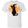Black Cat Halloween And Merry Christmas Happy Hallothanksmas T-Shirt