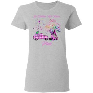 In October We Wear Pink Gnome Tree Breast Cancer Awareness T-Shirt