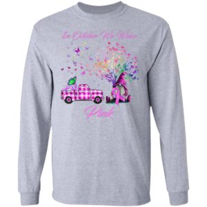 In October We Wear Pink Gnome Tree Breast Cancer Awareness T-Shirt