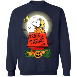 Halloween Trick Or Treat Pumbkin Woodstock And Snoopy T-Shirt