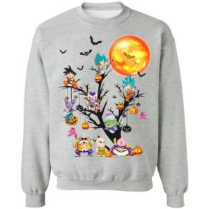 Son Goku Dragon Ball Character On The Halloween Moon Tree t-shirt, ls, hoodie