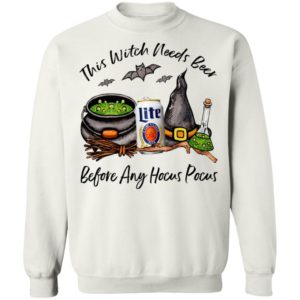 Millercoors Miller Lite Can This Witch Needs Beer Before Any Hocus Pocus T-Shirt