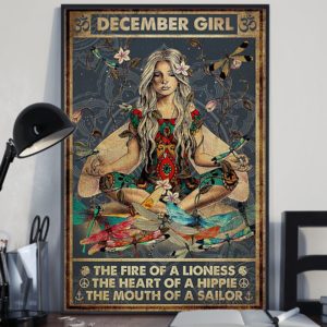 Yoga December Girl The Fire Of A Lioness The Heart Of Hippie Poster Poster, Canvas