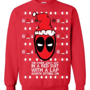 Funny Deadpool The Orther Jolly Guy In A Red Suit With A Lap Worth Sitting On Ugly Christmas Sweater