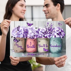Floral Butterfly As Long As I Breathe Youll Be Remembered Poster, Canvas