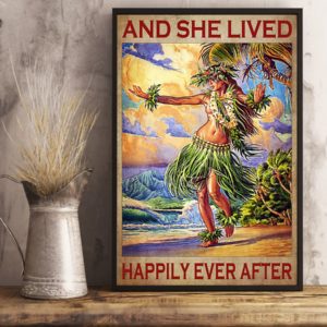 And She Lived Happily Ever After Hawaii Girl Vintage Poster, Canvas