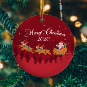 Santa Riding Deer Cart Decorative Christmas Ornament – Funny Holiday Gift