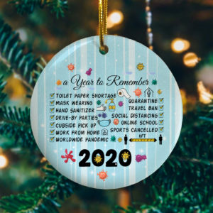 Remembering 2020 Year of Quarantine Funny Christmas Flat Holiday Circle Ornament