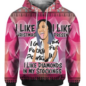 Cardi B I Like Christmas I Like Presents I Like Diamonds in my Stockings 3D Ugly Sweater Hoodie