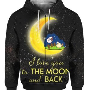 Cute Sheep I Love You To The Moon And Back 3D Ugly Sweater Hoodie