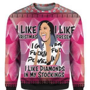 Cardi B I Like Christmas I Like Presents I Like Diamonds in my Stockings 3D Ugly Sweater Hoodie