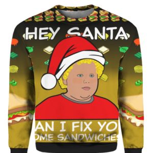 Thurman Merman Hey Santa Can I Fix You Some Sandwiches 3D Ugly Christmas Sweater Hoodie Thurman Merman Hey Santa Can I Fix You Some Sandwiches 3D Ugly Christmas Sweater Hoodie