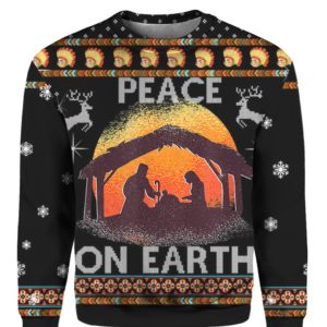 Nativity Jesus Peace On Earth 3D Ugly Christmas Sweater Hoodie