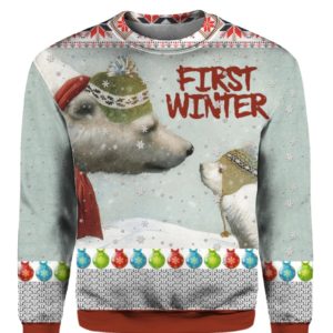 First Winter Polar Bears 3D Ugly Christmas Sweater Hoodie First Winter Polar Bears 3D Ugly Christmas Sweater Hoodie
