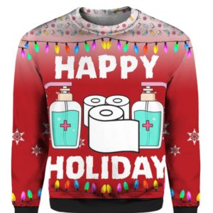 Happy Holidays Toilet Paper Hand Sanitizer 3D Ugly Christmas Sweater Hoodie Happy Holidays Toilet Paper Hand Sanitizer 3D Ugly Christmas Sweater Hoodie