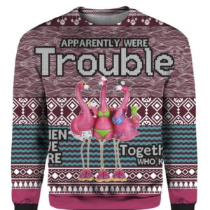 Apparently Were Trouble When We Are Together Who Knew 3D Ugly Christmas Sweater, Hoodie