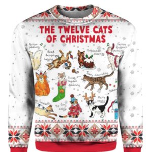 The Twelve Cats of Christmas 3D Ugly Christmas Sweater Hoodie The Twelve Cats of Christmas 3D Ugly Christmas Sweater Hoodie