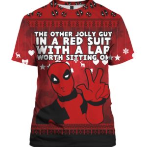 Deadpool The Other Jolly Guy in a Red Suit 3D Ugly Sweater Hoodie