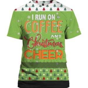 Running on Caffeine And Christmas Cheer 3D Ugly Christmas Sweater Hoodie