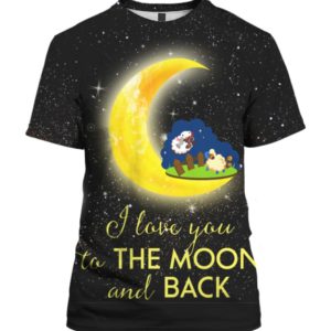 Cute Sheep I Love You To The Moon And Back 3D Ugly Sweater Hoodie
