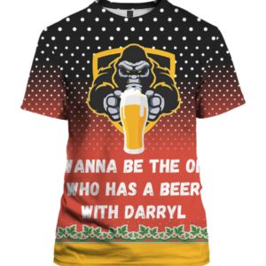Bigfoot I Wanna Be The One Who Has A Beer With Darryl 3D Ugly Christmas Sweater Hoodie