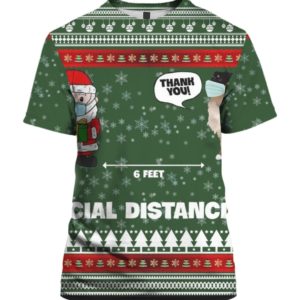 6 Feet Social Distancing Border Collie And Santa Claus 3D Ugly Christmas Sweater