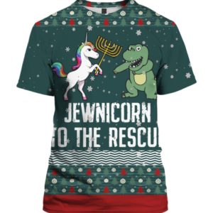 Jewnicorn To The Rescue 3D Ugly Christmas Sweater Hoodie Jewnicorn To The Rescue 3D Ugly Christmas Sweater Hoodie