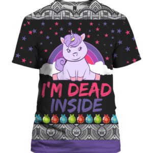 Unicorn I'm Dead Inside 3D Ugly Christmas Sweater Hoodie