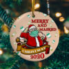 Merry And Masked Christmas 2020 Circle Ornament Keepsake – Santa Wearing Masks Quarantine Decorative Christmas Ornament – Funny Holiday Gift