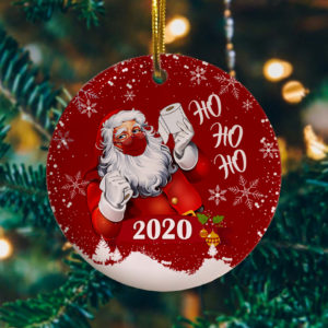 Santa Gift Ornament Red Circle Ornament