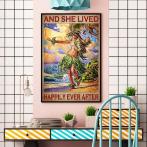 And She Lived Happily Ever After Hawaii Girl Vintage Poster, Canvas