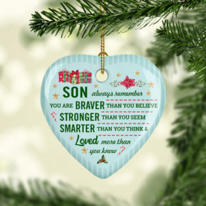 Remember You Are Braver Stronger Smarter Daughter Christmas Flat Holiday Christmas Heart Ornament