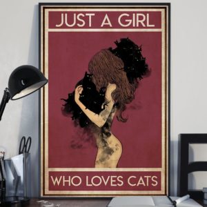 Black Cat Just A Girl Who Loves Cats Vintage Poster, Canvas