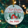 First Christmas Family Of Three Reindeer With Mask Decorative Christmas Ornament – Funny Holiday Gift