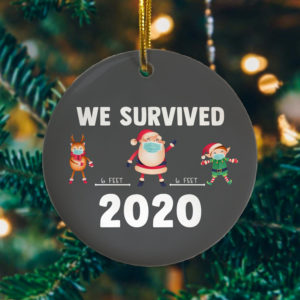 2020 Social Distance We Survived Santa Deer Elf Decorative Christmas Ornament – Funny Holiday Gift