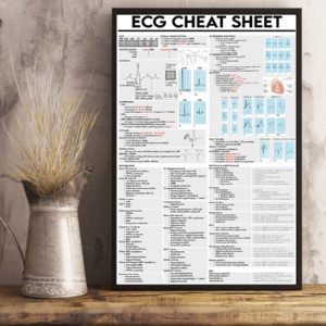 ECG Cheat Sheet Cardiologist Poster, Canvas