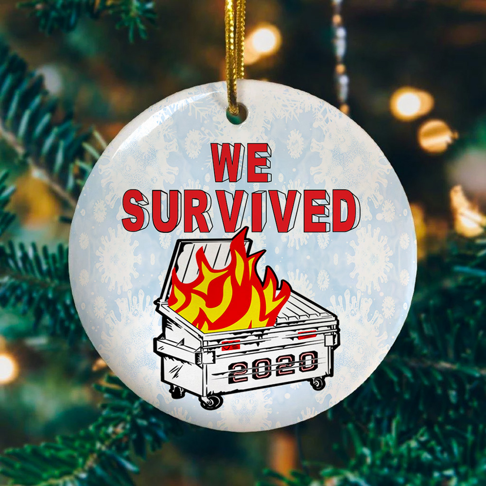We Survived 2020 Dumpster Fire Decorative Christmas Ornament
