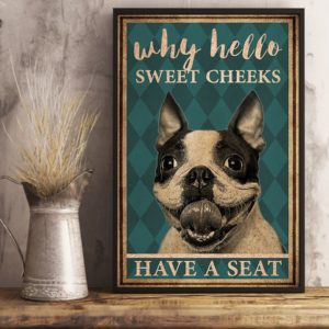 Boston Terrier Why Hello Sweet Cheeks Vintage Poster, Canvas