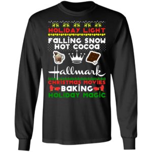 Holiday Light Falling Snow Hot Cocoa Hallmark Christmas Movies Baking Holiday Magic Ugly Christmas Sweater