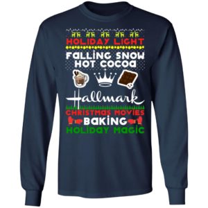 Holiday Light Falling Snow Hot Cocoa Hallmark Christmas Movies Baking Holiday Magic Ugly Christmas Sweater