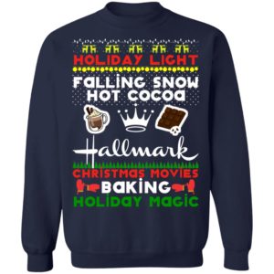 Holiday Light Falling Snow Hot Cocoa Hallmark Christmas Movies Baking Holiday Magic Ugly Christmas Sweater