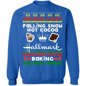 Holiday Light Falling Snow Hot Cocoa Hallmark Christmas Movies Baking Holiday Magic Ugly Christmas Sweater