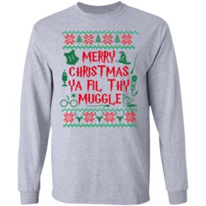 Merry Christmas Ya Filthy Muggle Harry Potter Movie Ugly Christmas Sweater, Long Sleeve