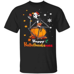 Jack Skellington Santa Hat Happy Hallothanksmas T-Shirt