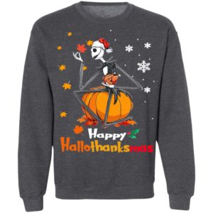 Jack Skellington Santa Hat Happy Hallothanksmas T-Shirt